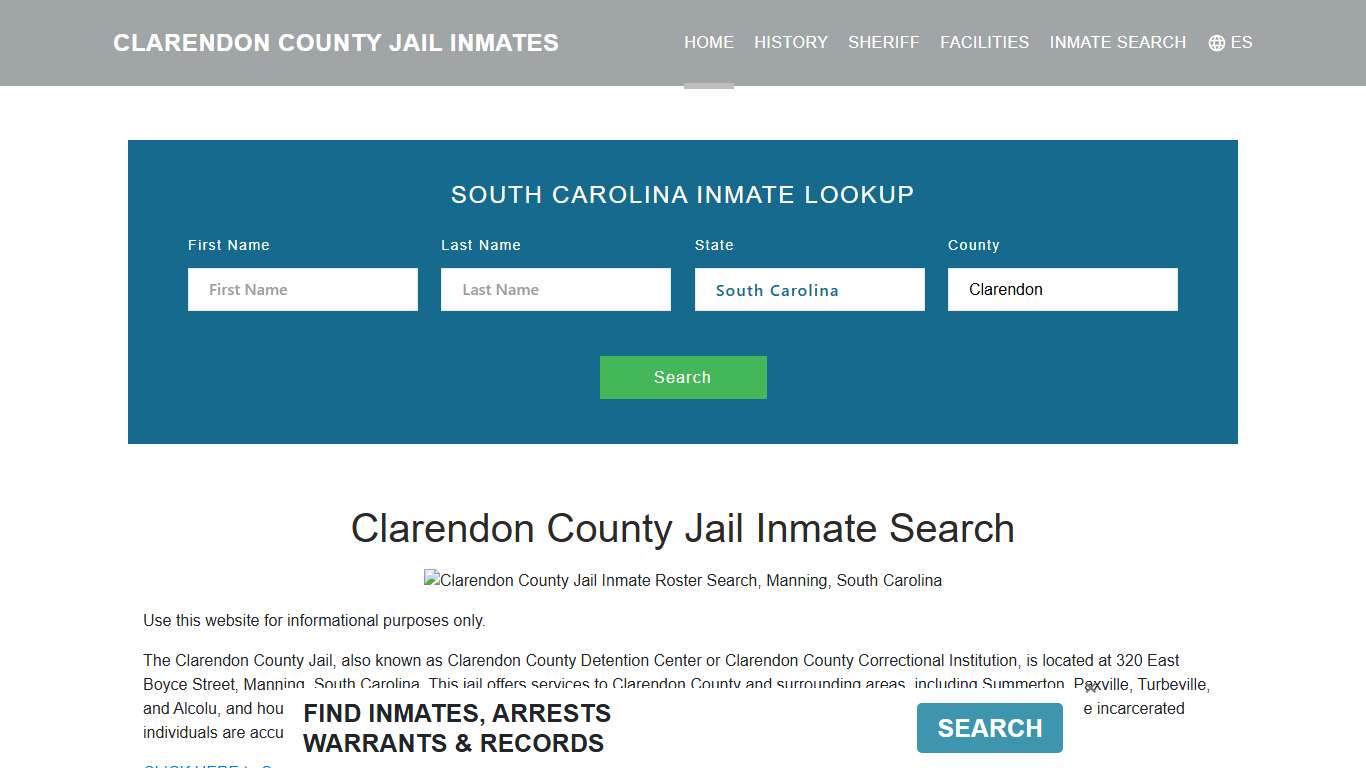 Clarendon County Jail Inmate Roster Lookup, Manning, SC